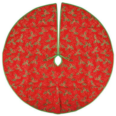 Mistletoe Glitter 80cm Tree Skirt Green & Red 5056150210764 only5pounds-com