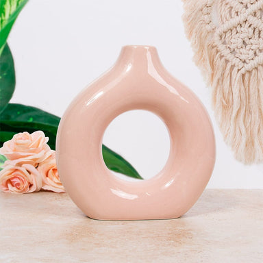 Nordic Ceramic Donut Vase - 25cm Nude 5010792484198 only5pounds-com