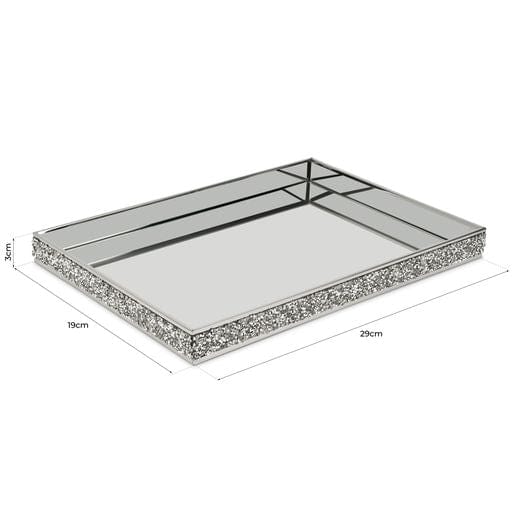 Silver Multi Crystal Storage Decorative Tray - Assorted Sizes Small 5010792482842 only5pounds-com