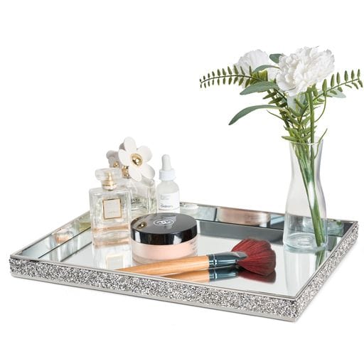 Silver Multi Crystal Storage Decorative Tray - Assorted Sizes only5pounds-com
