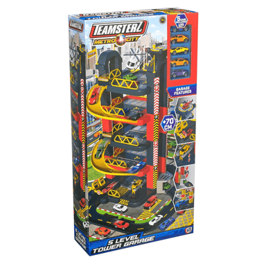 Teamsterz 5 Level Tower Garage Play Set with 5 Die-Cast Cars 5050841646719 only5pounds-com