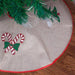 120cm Christmas Tree Skirt - Jute Candy Canes 5056150210795 only5pounds-com