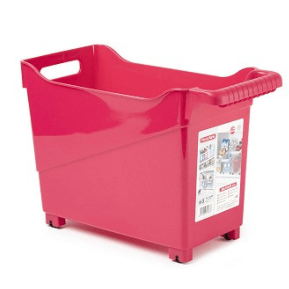 38cm Multi Function Storage Trolley - Assorted Colours Pink only5pounds-com