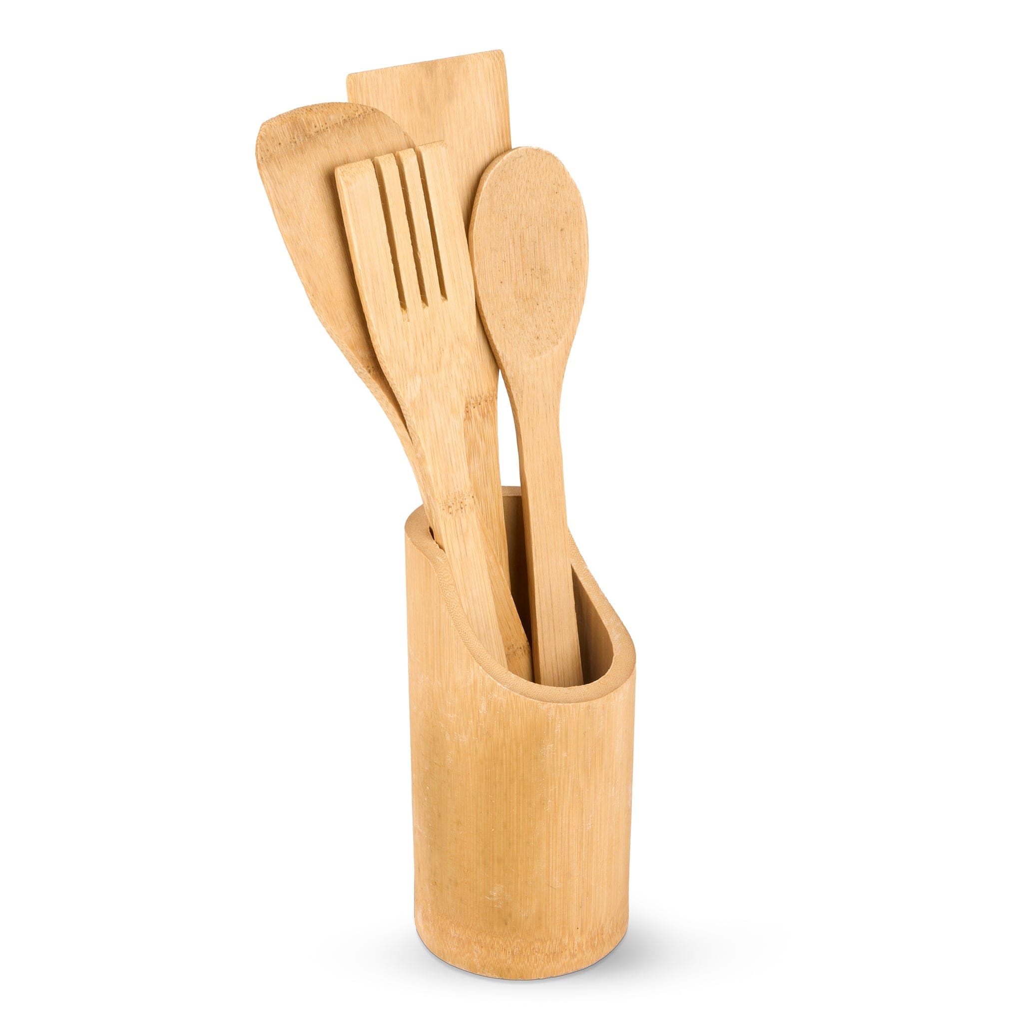 4Pcs Bamboo Essentials Kitchen Cooking Utensils With Utensils Holder 5056536103543 only5pounds-com