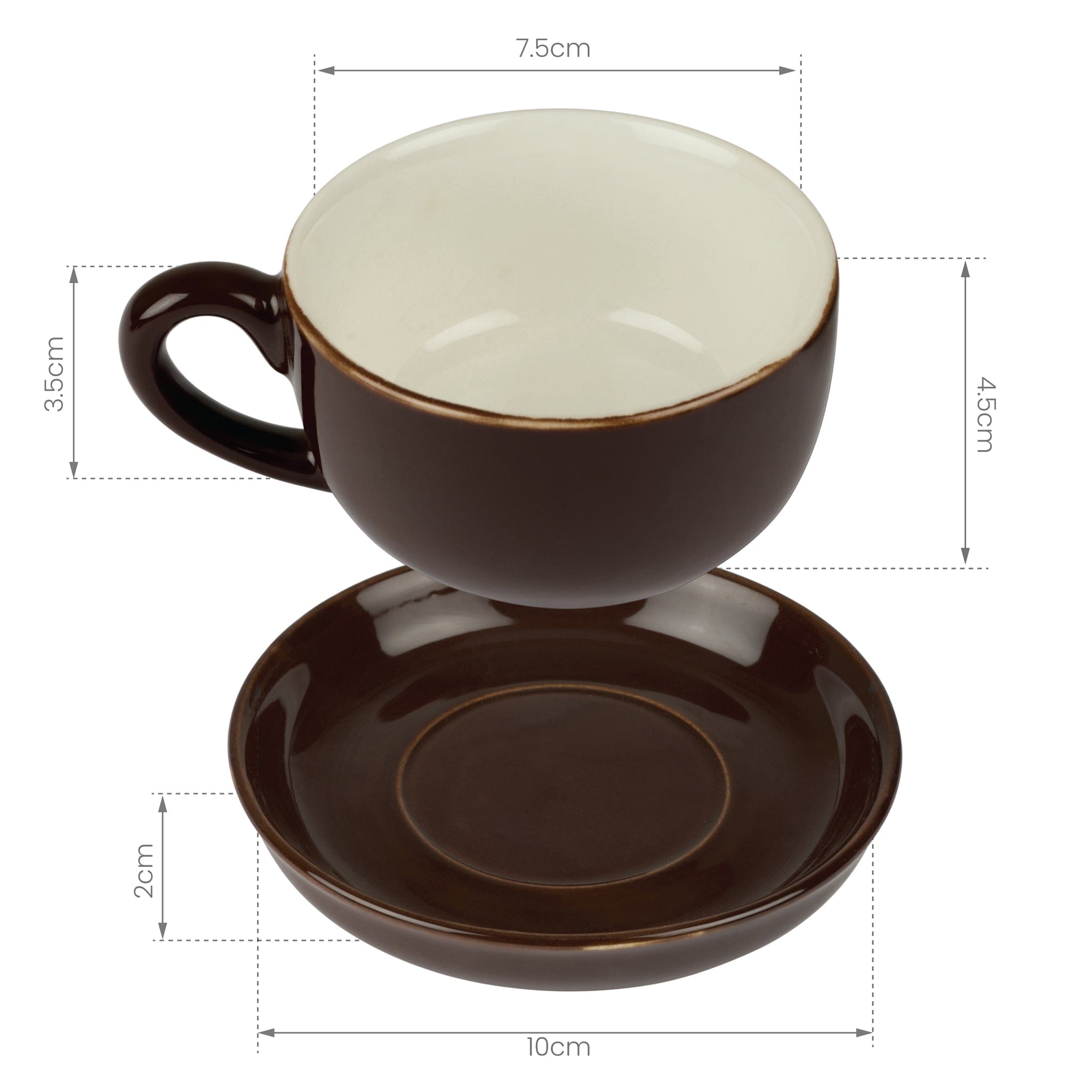 6 Espresso Cup and Saucer Set - Brown only5pounds-com