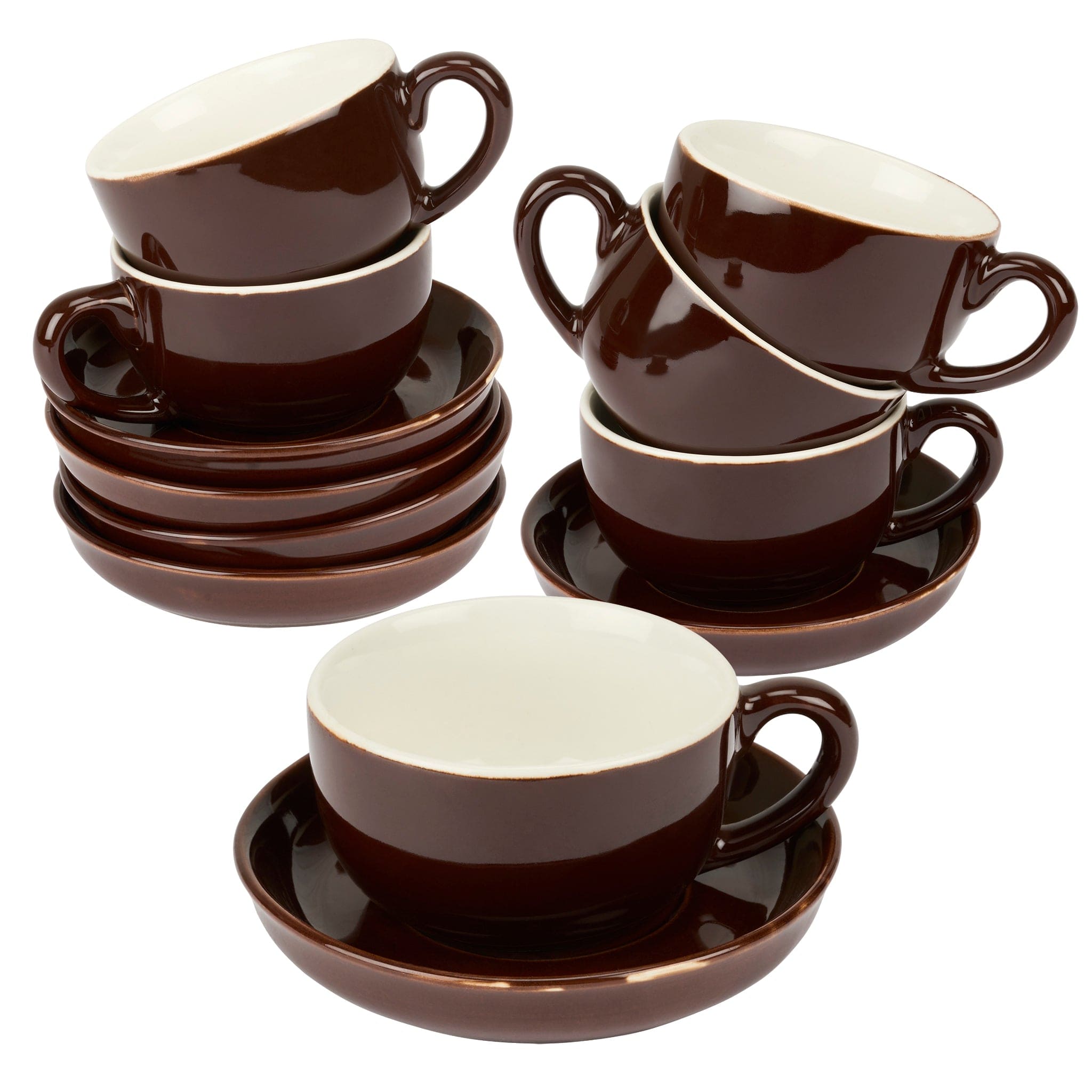 6 Espresso Cup and Saucer Set - Brown only5pounds-com