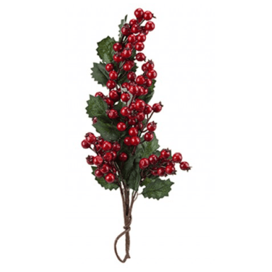 Artificial Christmas Red Berries and Holly Stem - 42cm 5050565625007 only5pounds-com
