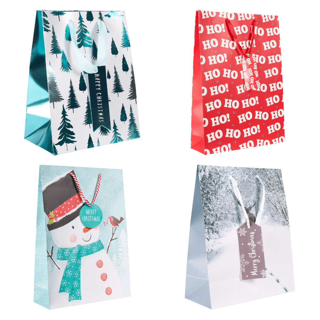 Assorted Extra Large Christmas Gift Bags - Pack of 4 only5pounds-com