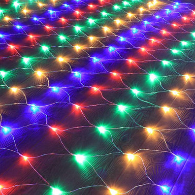 Battery Operated 8 Function LED Window Net Lights (200 Lights - 2M x 1.5M) - Multicoloured Lights 5056150236672 only5pounds-com