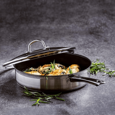 BK Allround Satin Stainless Steel Ceramic Non-Stick Pan with Lid - 28cm 8718311318869 only5pounds-com