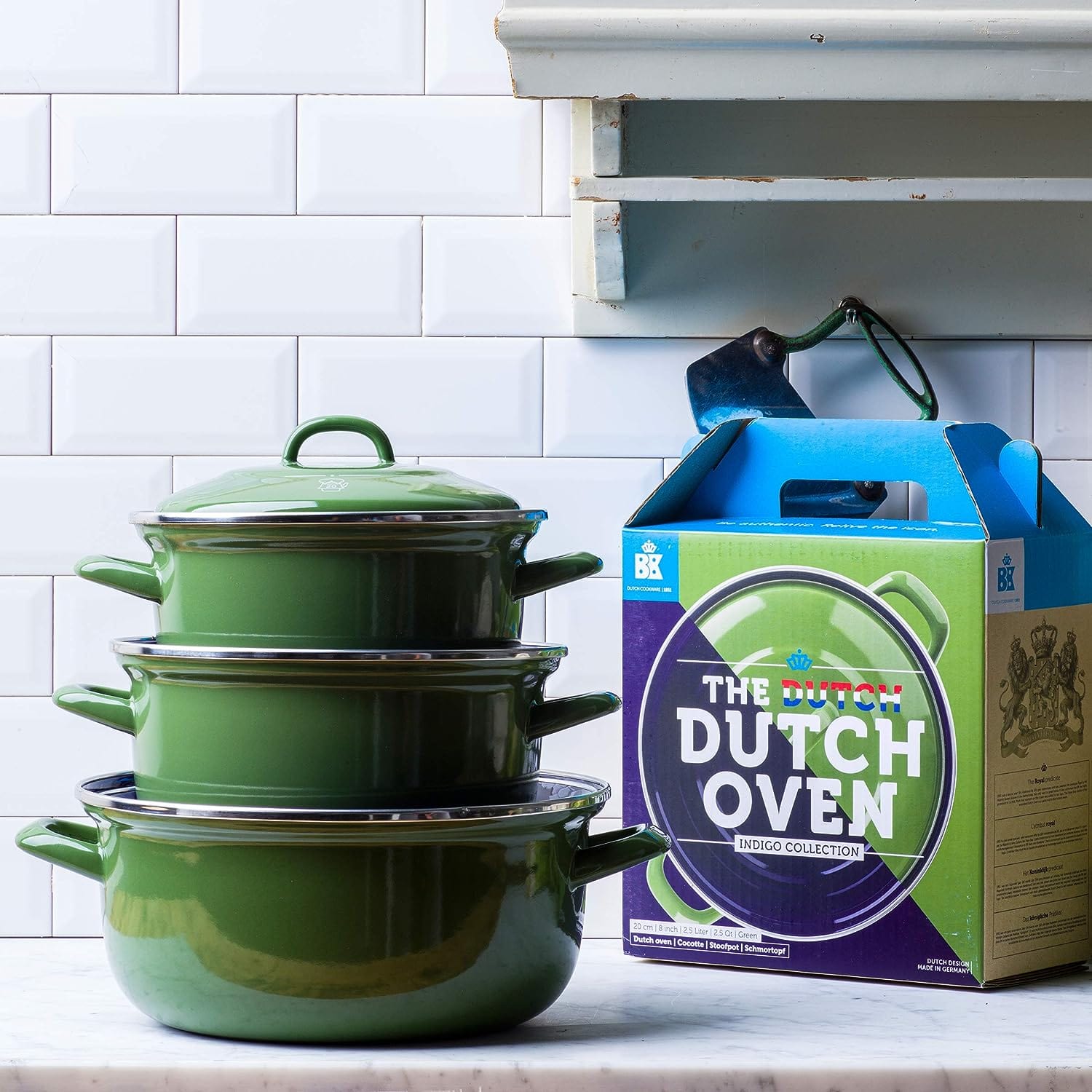 BK Indigo Heritage Round Dutch Oven - 20cm, 2.5L, German Enamelled Casserole with Lid - Green Green 4895156659136 only5pounds-com