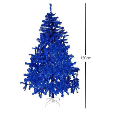 Blue Artificial Fir Tinsel Christmas Tree - 4-7ft 4ft (120cm) 5056150237044 only5pounds-com