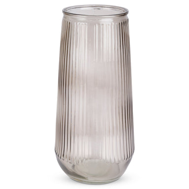 Brown Glass Ribbed Vase - 30cm 4036812411600 only5pounds-com