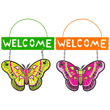 Butterfly Garden Welcome Sign - Assorted Colours 5050565559203 only5pounds-com
