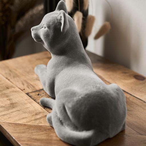 Cat Figurine - Grey Velvet - Lying 5010792476582 only5pounds-com