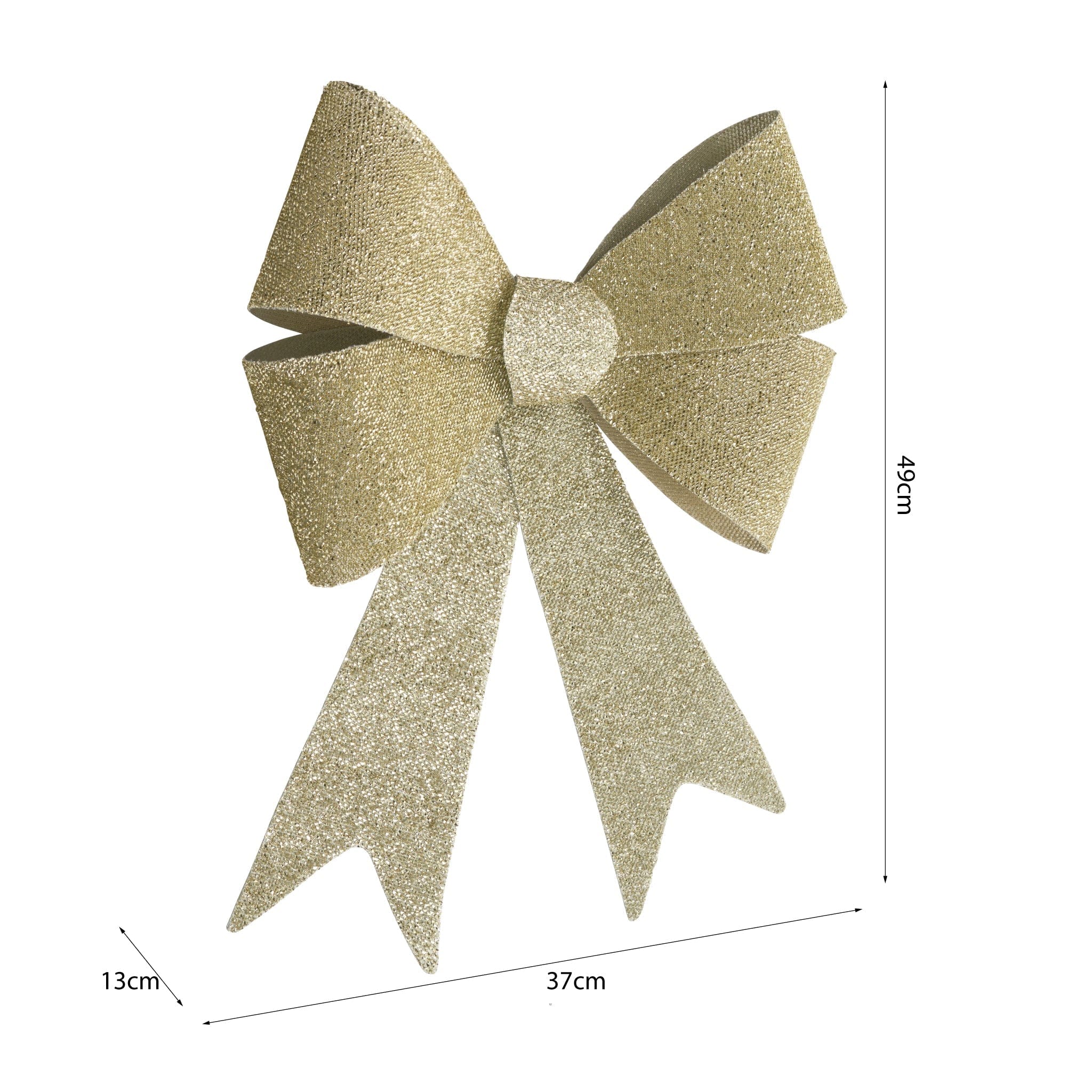 Champagne Glitter Tinsel Bow - 37 x 49 x 13cm 5050565637901 only5pounds-com