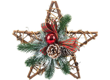 Christmas Star Hanger Decoration with Pinecones - 30cm 5050565624420 only5pounds-com