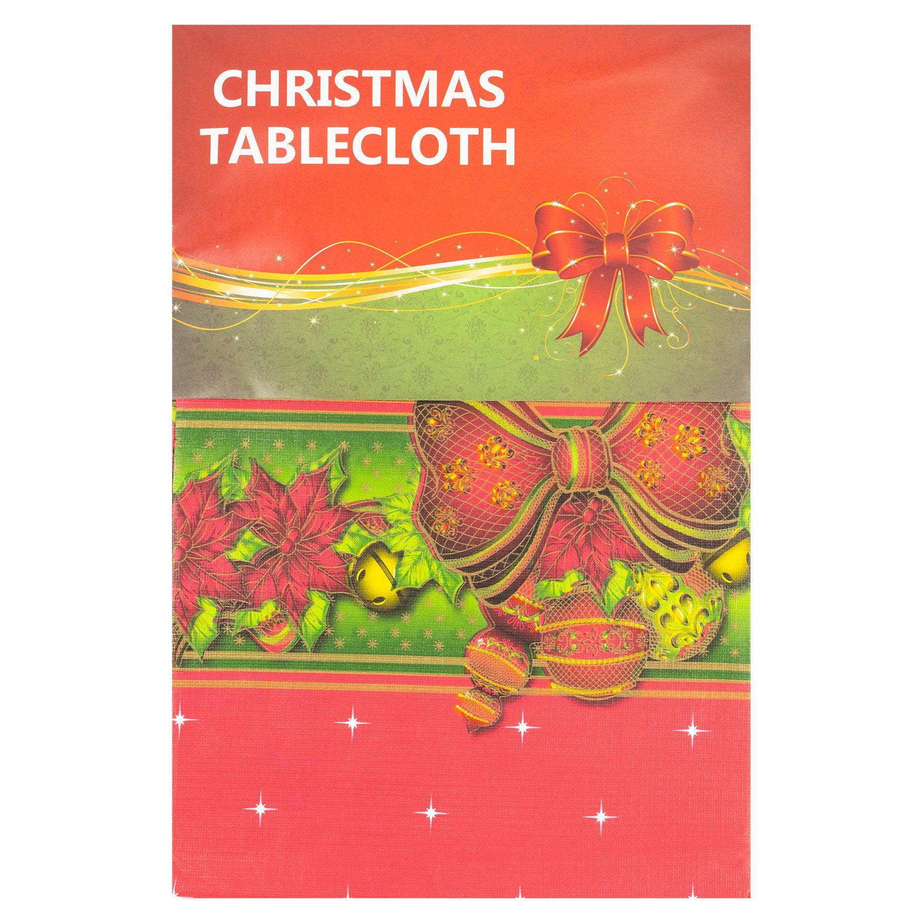 Christmas Table Cloth -  Bow & Baubles 5056150211945 only5pounds-com