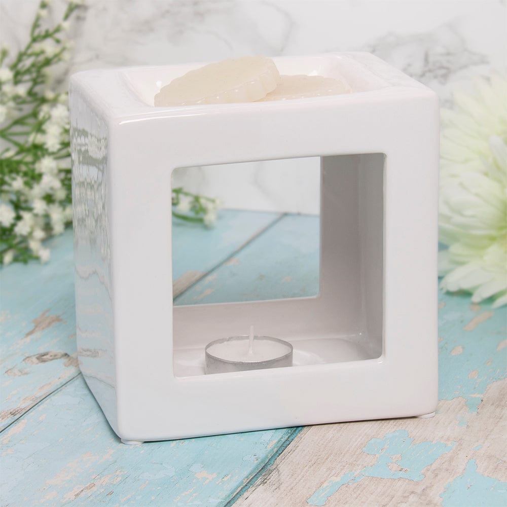 Cube Wax & Oil Warmer - Assorted Colours White 5010792476889 only5pounds-com
