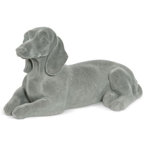 Dachshund Figurine - Grey Velvet - Lying 5010792476568 only5pounds-com