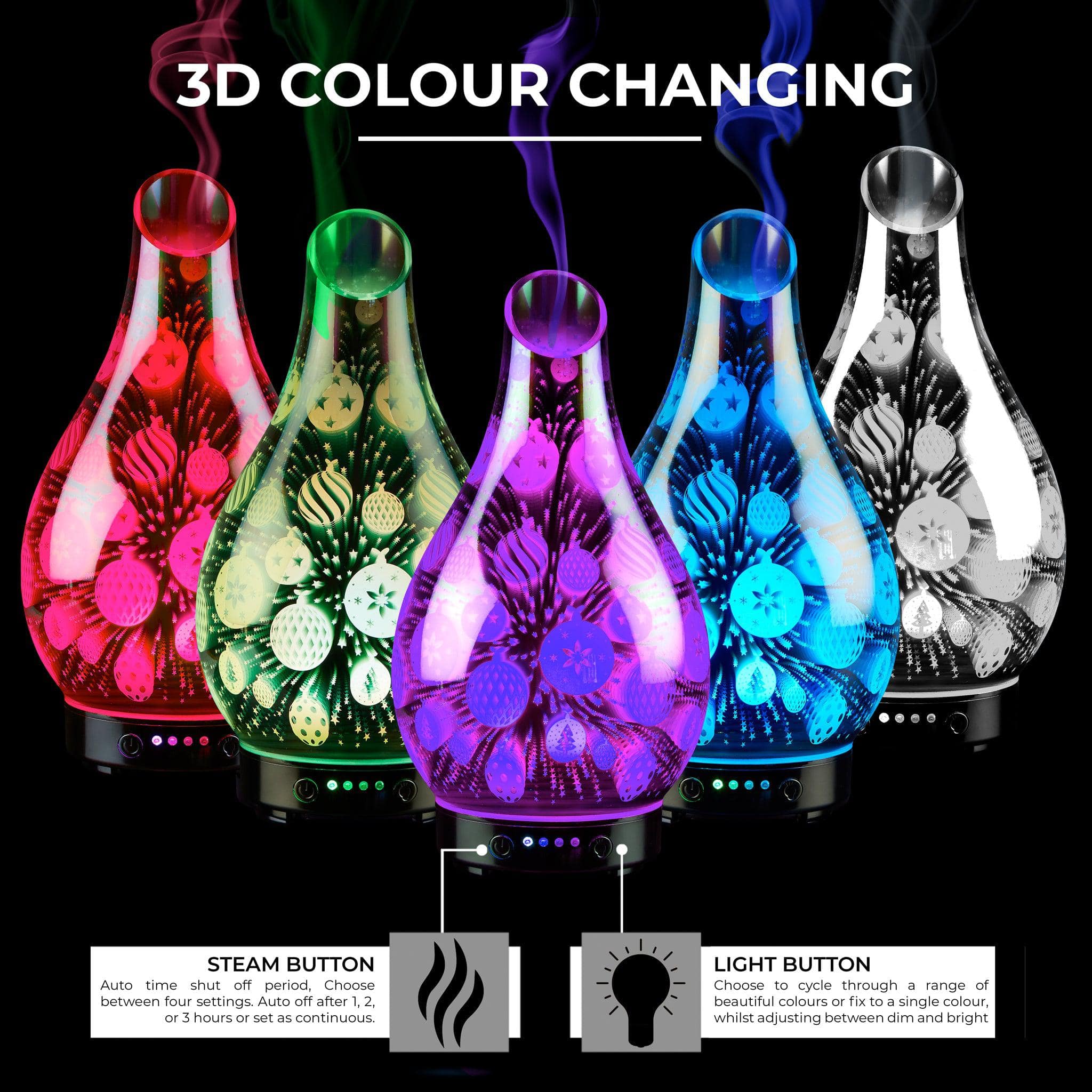 Desire Silver Christmas Bauble Colour Changing Aroma Humidifier 5010792519418 only5pounds-com