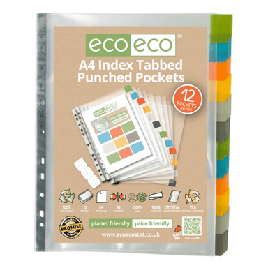 Eco Eco A4 Index Tabbed Punched 12 Pockets 5060454450580 only5pounds-com