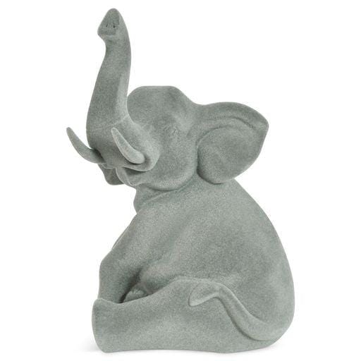 Elephant Figurine - Grey Velvet - Sitting 5010792476599 only5pounds-com
