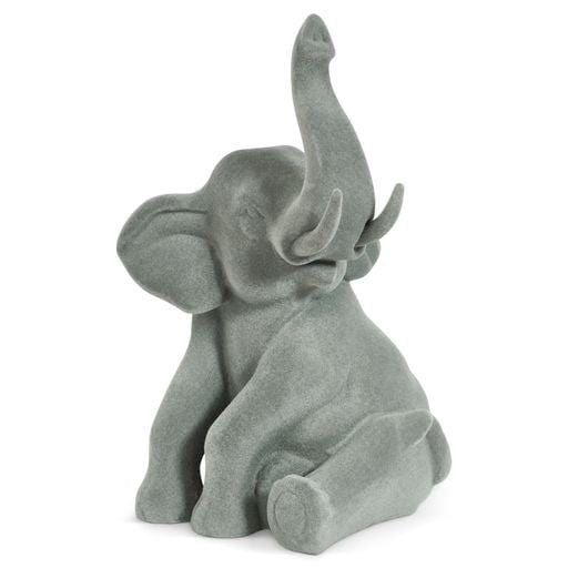 Elephant Figurine - Grey Velvet - Sitting 5010792476599 only5pounds-com