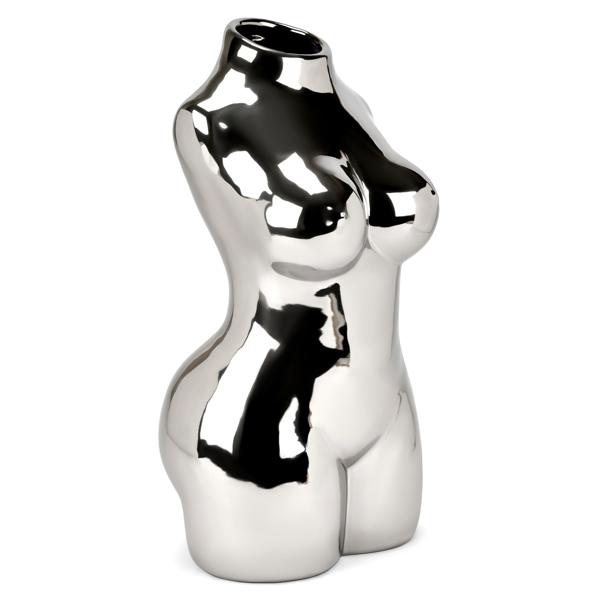 Female Silhouette Body Vase - 29cm - Assorted Colours Silver 5010792482279 only5pounds-com