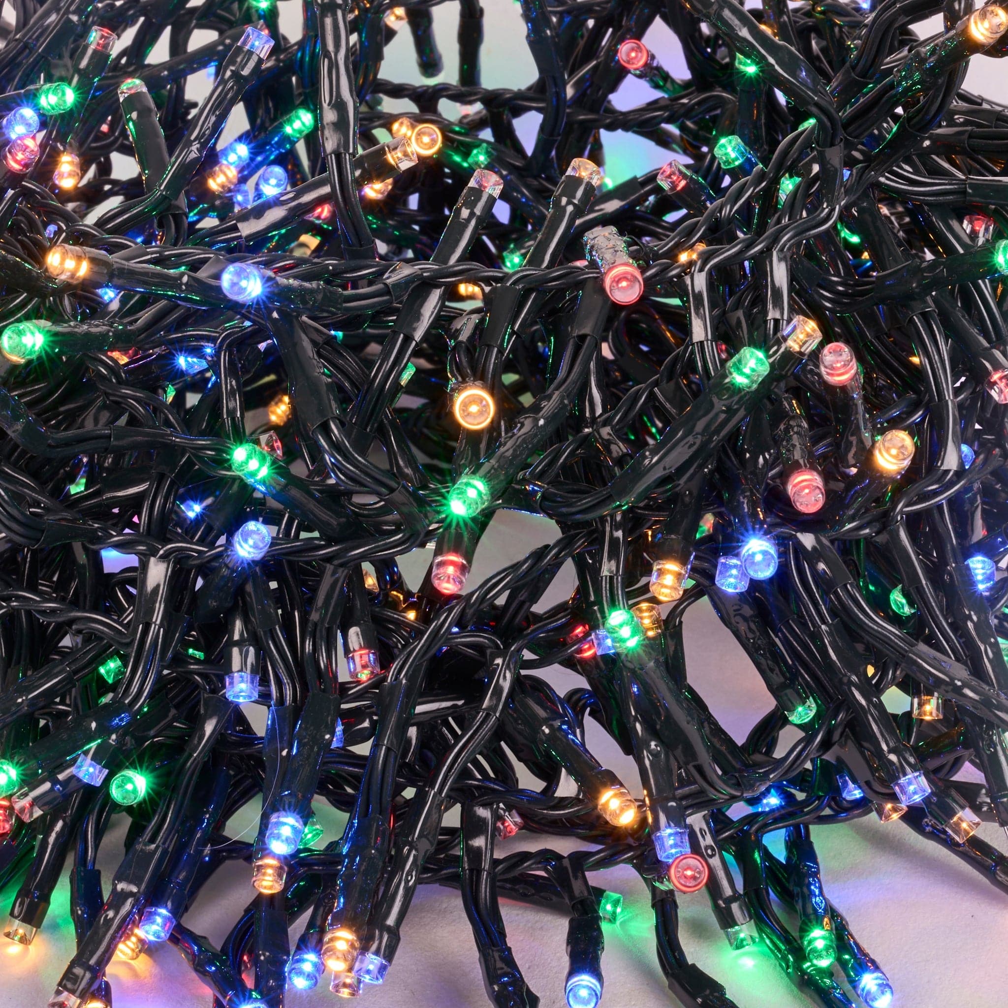 Indoor/Outdoor 8 Function LED Waterproof Cluster Fairy Lights with Green Cable (720 Cluster Lights - 17.5M Cable) - Multicoloured Lights 5056150226451 only5pounds-com