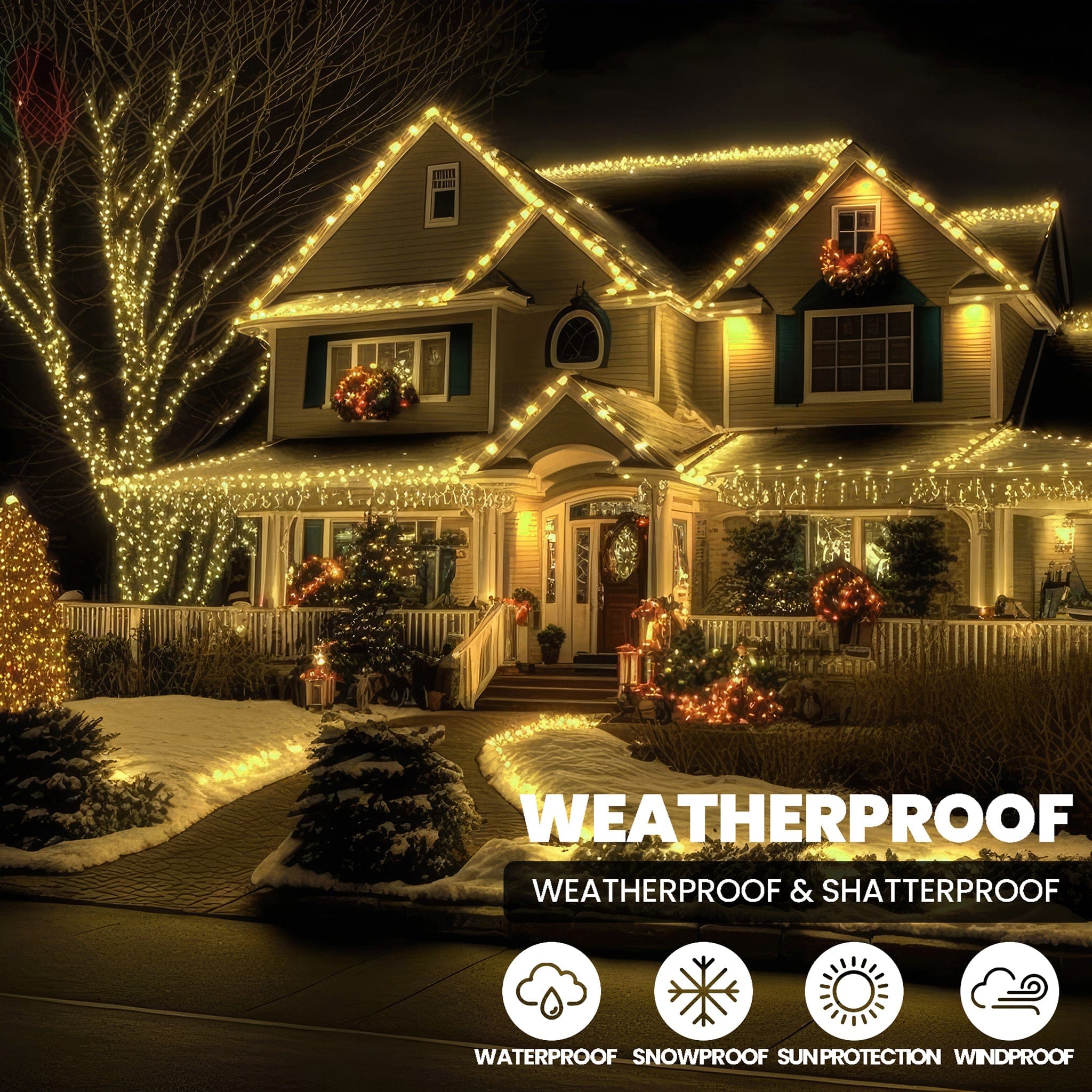 Indoor/Outdoor 8 Function LED Waterproof Fairy Lights with Clear Cable (1000 Lights - 74M Cable) - Warm White 8800225812349 only5pounds-com