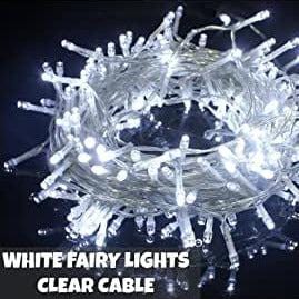 Indoor/Outdoor 8 Function LED Waterproof Fairy Lights with Clear Cable (800 Lights - 60M Cable) - White Lights 8800225811199 only5pounds-com