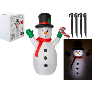Inflatable Outdoor Christmas Light Up Snowman With Candy Cane Decoration - 1.5M 5050565625540 only5pounds-com