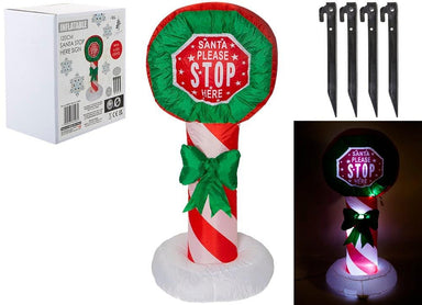 Inflatable Outdoor Christmas Santa Stop Stop Here Sign - 1.2M 5050565625984 only5pounds-com