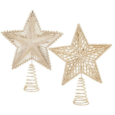 Large Champagne Glitter Star Tree Topper - 2 Assorted 5050565626158 only5pounds-com