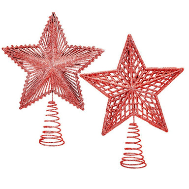 Large Red Glitter Star Tree Topper - Assorted 5050565626141 only5pounds-com