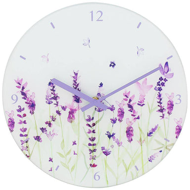 Lavender Glass Clock - 30cm 5010792462516 only5pounds-com