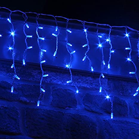 LED Indoor & Outdoor Snowing Icicle Chaser Lights with White Cable (2000 Lights) - Blue Lights 8800225838349 only5pounds-com
