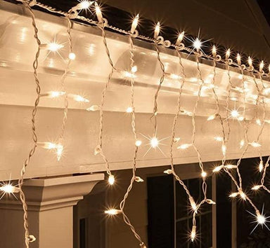 LED Indoor & Outdoor Snowing Icicle Lights with White Cable (240 Lights) - Warm White Lights 8800228216793 only5pounds-com