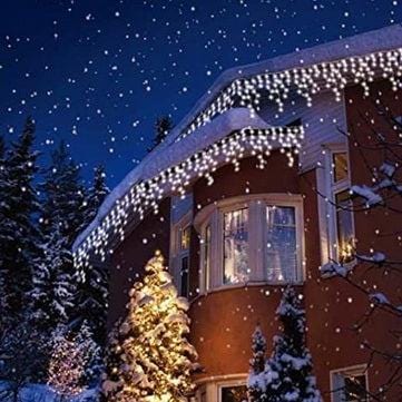 LED Indoor & Outdoor Snowing Icicle Lights with White Cable (240 Lights) - White Lights 8800228216403 only5pounds-com