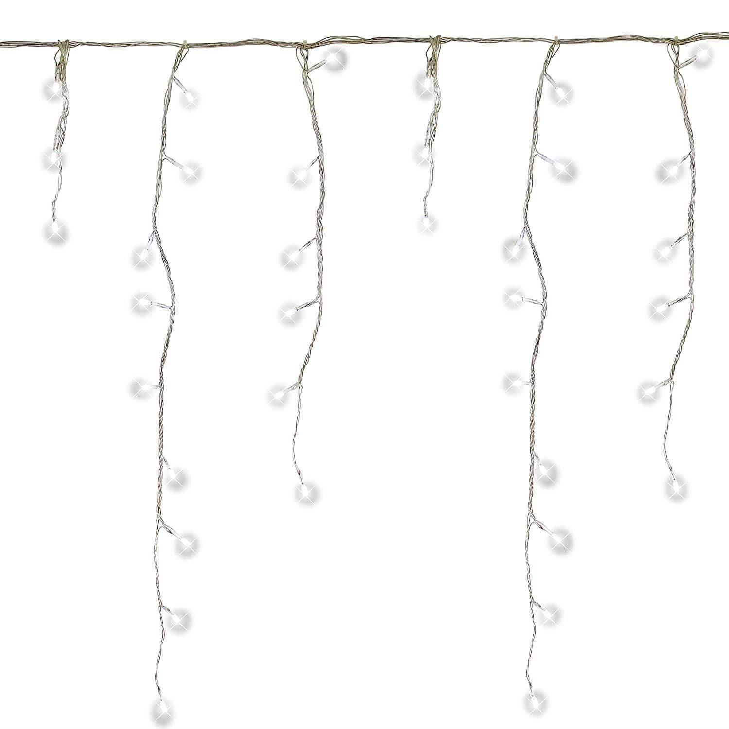 LED Indoor & Outdoor Snowing Icicle Lights with White Cable (360 Lights) - White Lights 8800228216823 only5pounds-com