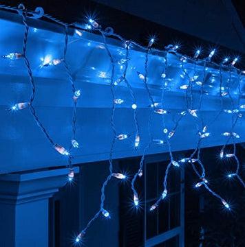 LED Snowing Icicle Indoor & Outdoor Christmas Fairy Lights with White Cable (180 Lights) - Blue Lights 8800228216243 only5pounds-com