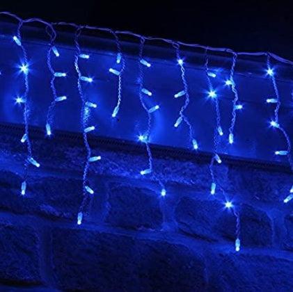 LED Snowing Icicle Indoor & Outdoor Christmas Fairy Lights with White Cable (360 Lights) - Blue Lights 8800228216953 only5pounds-com