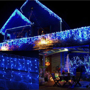 LED Snowing Icicle Indoor & Outdoor Christmas Fairy Lights with White Cable (360 Lights) - Blue Lights 8800228216953 only5pounds-com
