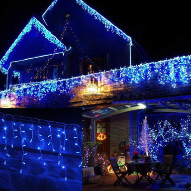 LED Snowing Icicle Indoor & Outdoor Christmas Fairy Lights with White Cable (480 Lights) - Blue Lights 8800228217363 only5pounds-com