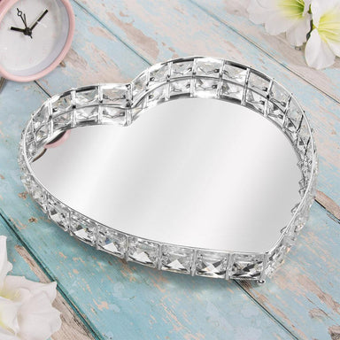 Medium Silver Crystal Heart Tray - 26 x 26 x 4cm 5010792469065 only5pounds-com