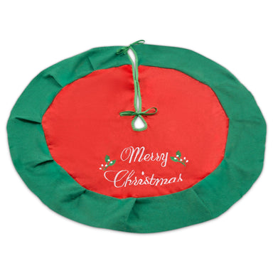 Merry Christmas 80cm Tree Skirt Green & Red 5056150210740 only5pounds-com