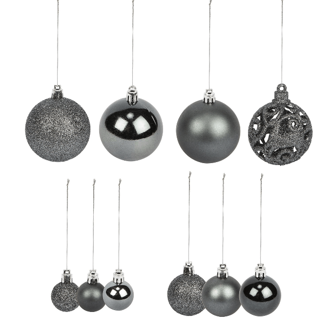 Pack of 100 Shatterproof Christmas Baubles - Grey 5056150253280 only5pounds-com