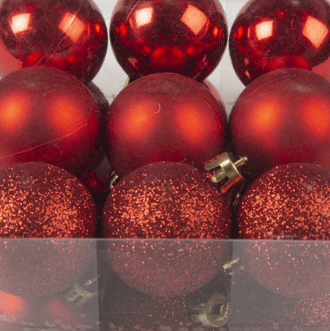 Pack of 100 Shatterproof Christmas Baubles - Red 5056150253235 only5pounds-com