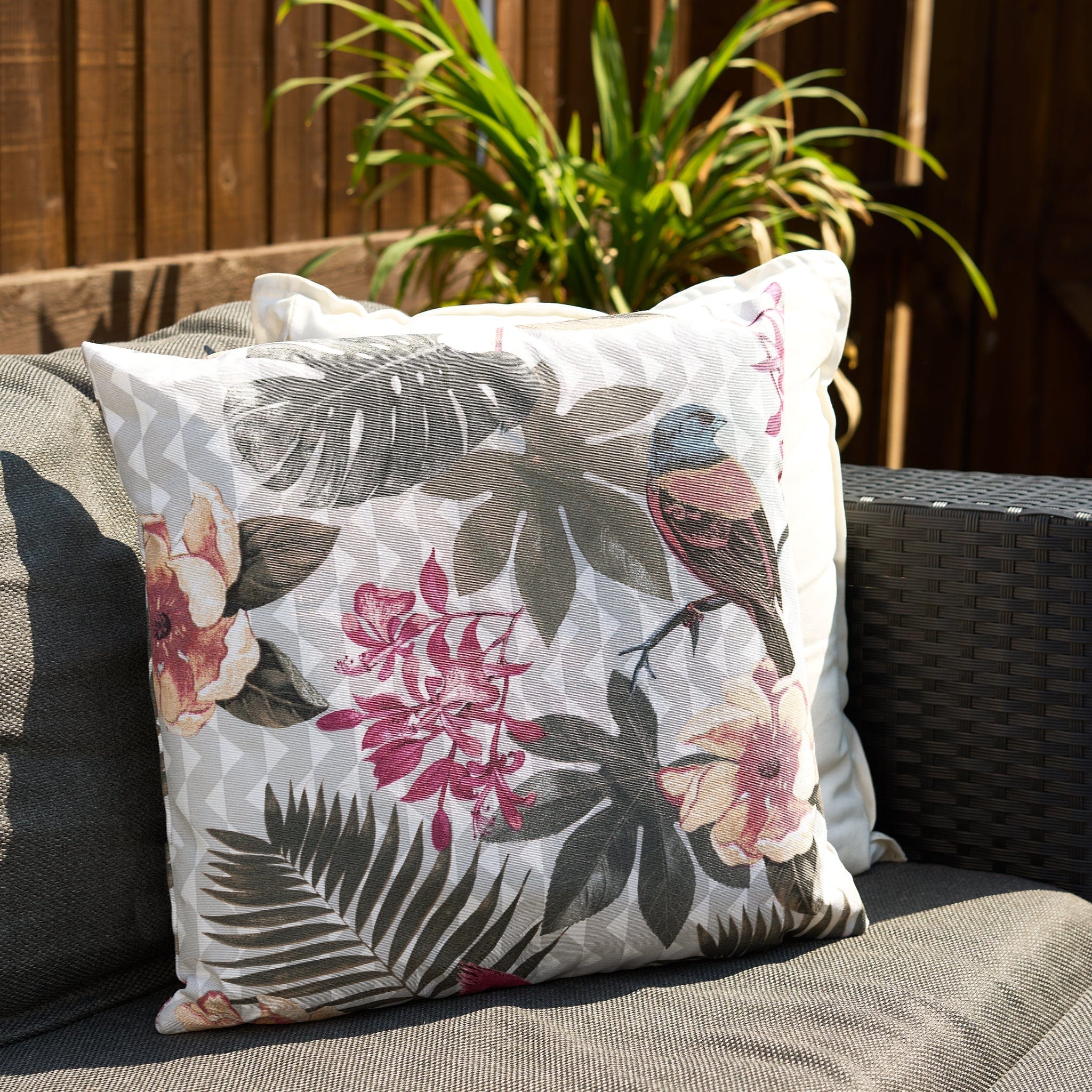 Pink Tropical Birds Outdoor Garden Cushion - 42 x 42cm-8713229053635-only5pounds.com